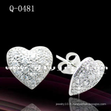 Boucles d&#39;oreilles en argent 925 en forme de coeur (Q-0481)